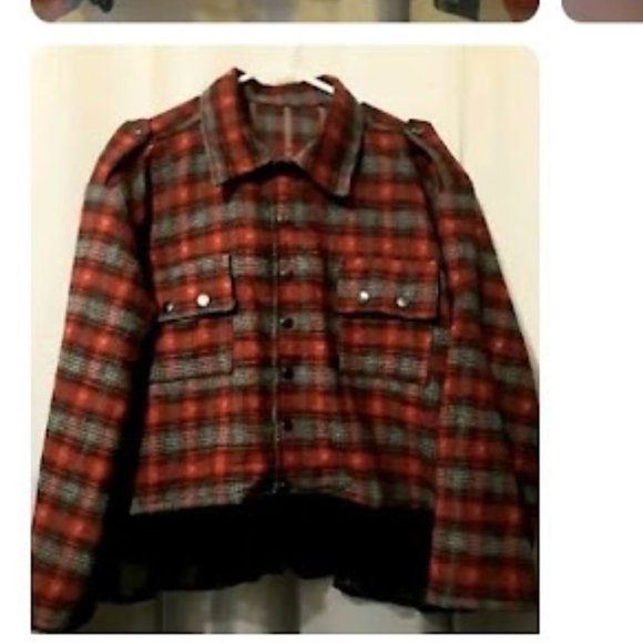 • FUSSY MADE • SCARLET RED STRIPE SNAP BUTTON SHIRT